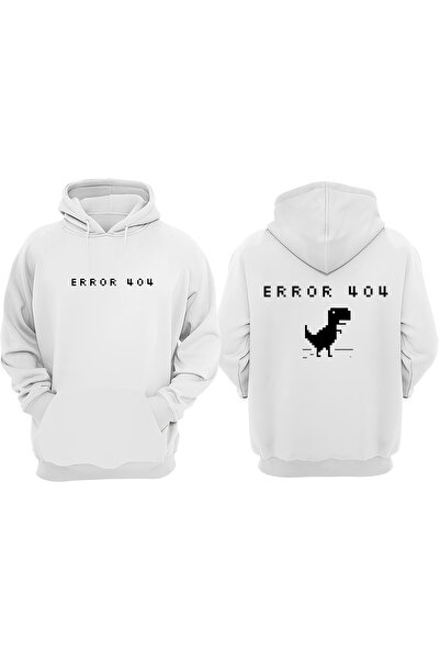 Anetos Eroare 404 Dino Design Sırt cu imprimeu White Swea tricou