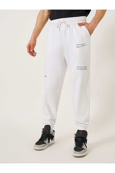 Styli Slogan Print Cotton Rich Fleece Oversized Joggers