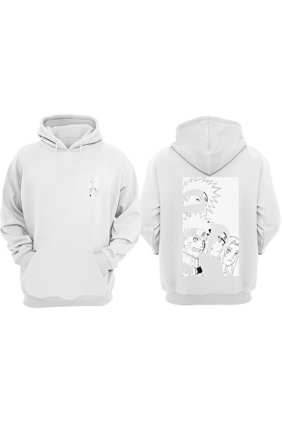 Anetos Naruto 7. Designul echipei Spate cu imprimeu Alb Swea tricou