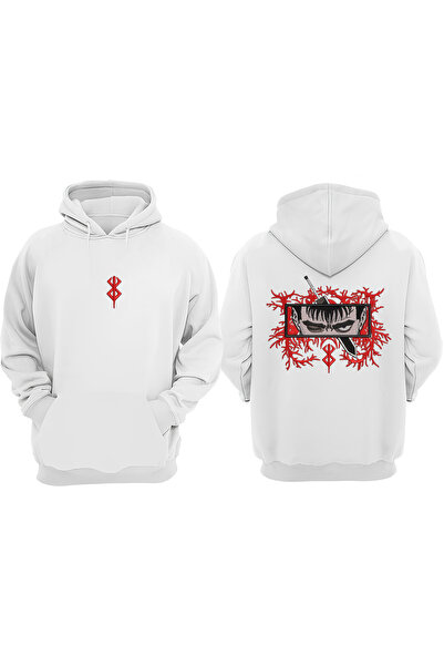 Anetos Λευκό φούτερ με σχέδιο Guts Embroidery Design με τύπωμα