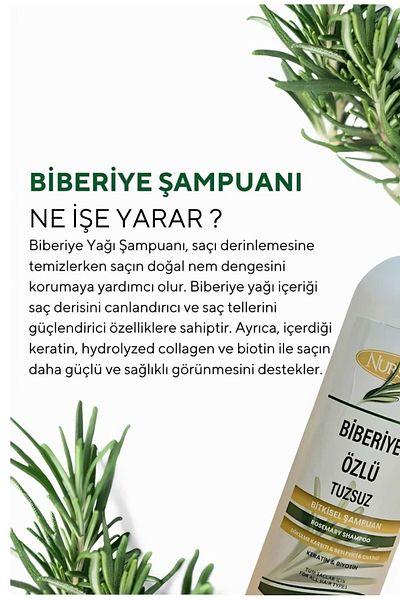 Nursima 350ml Rosemary Shampoo with Keratin, Biotin and Collagen Extract for Anti-Spill and Fast Growth