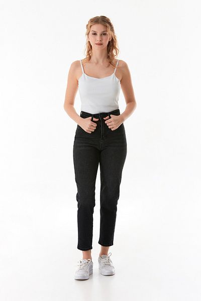 Fulla Moda High Waist Button Mom Jeans