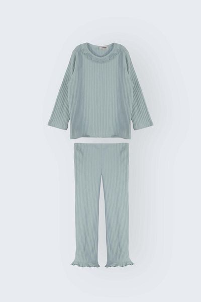 LUESS Girl's Ruffle Detailed Ribbed Bottom Top Suit (3-4 Years 8-9 Years)
