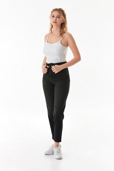 Fulla Moda High Waist Button Mom Jeans