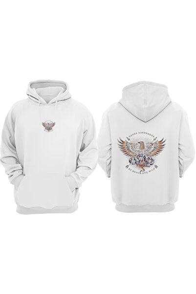 Anetos Never Surrender Eagle Design Rucsac cu imprimeu Alb Swea tricou