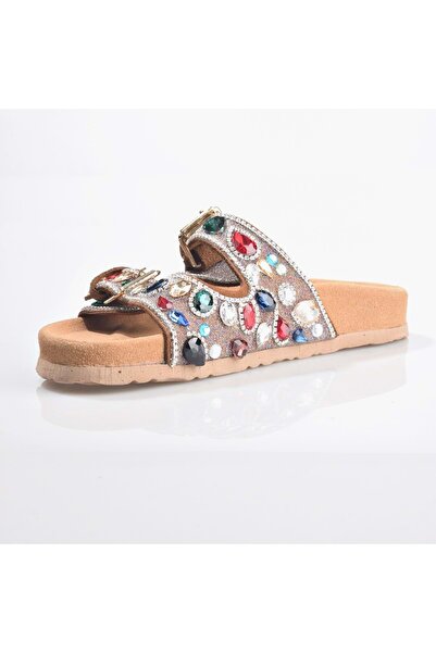 Zeyn 8028 Жіночі шкіряні капці з камінцями