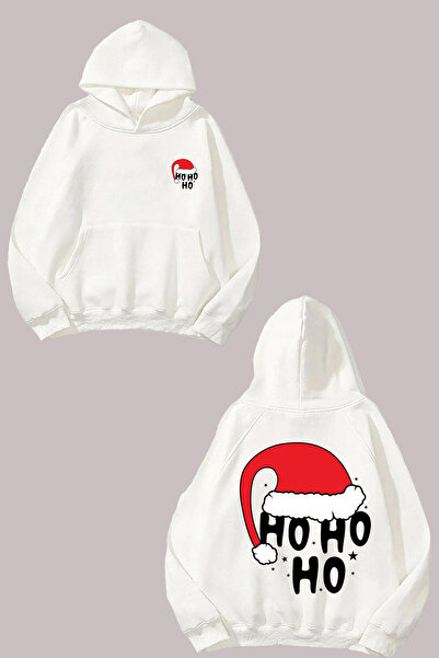 Anetos Хо хо хо Дизайн С бели букви отзад Бяла суитшърт