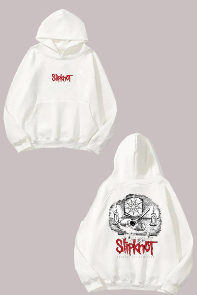 Anetos Λευκό φούτερ Slipkont Mask Design Back με τύπωμα