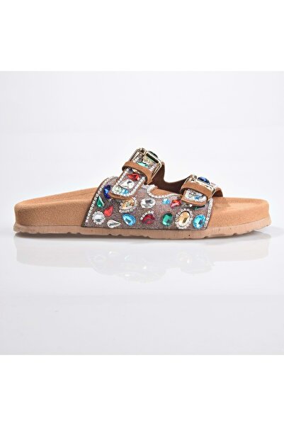 Zeyn 8028 Жіночі шкіряні капці з камінцями