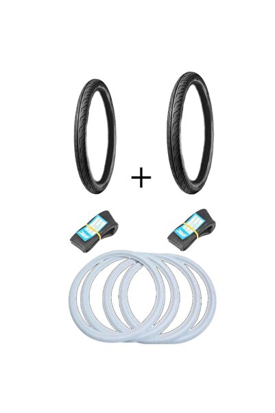 ANLAS Cup Motosiklet 17-17 Ince Iç Dış Lastik Seti Beyaz Yanak Takımı