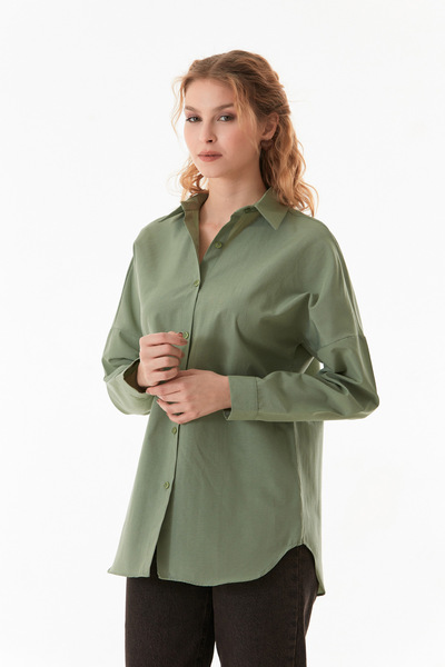 Fulla Moda Βασικό υφασμάτινο πουκάμισο Terikoton