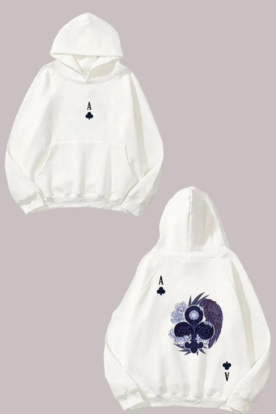 Anetos Λευκό φούτερ Fly Ası Design με τύπωμα