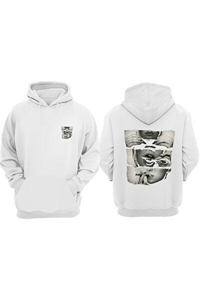 Anetos Λευκό φούτερ Smoke Grıl Design Back με τύπωμα