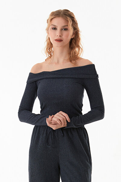 Fulla Moda Бюрмюк тканина блуза з коміром Мадонна