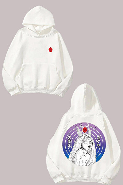 Anetos Naruto Kaguya Hentaı Design Spate cu imprimeu Alb Swea tricou