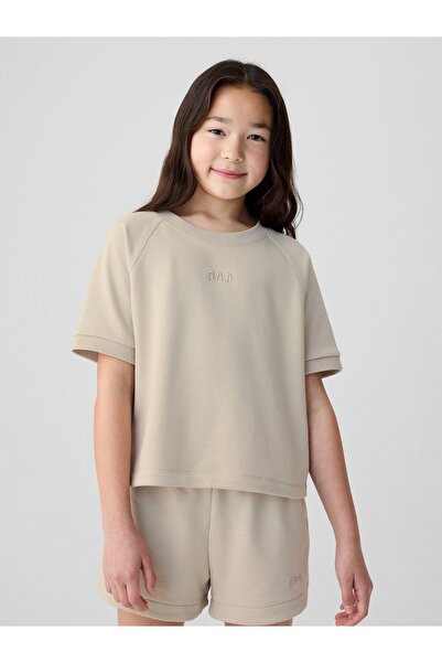 GAP Kız Çocuk Bej Mini Gap Logo Raglan Sweatshirt