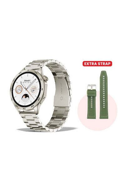 telux NEO Smart Calling Watch with 1.43” AMOLED Display & 2 Straps, Stainless Steel & Silicon Strap
