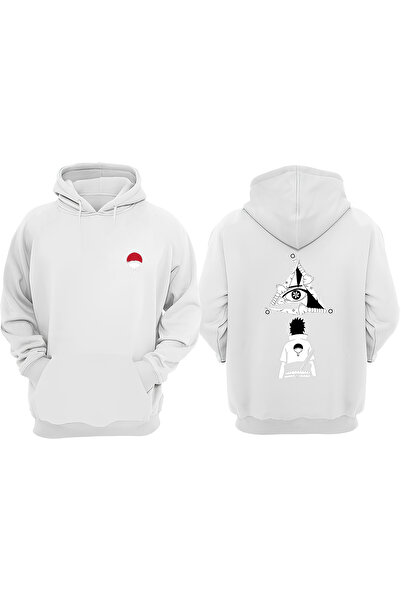 Anetos Naruto Sasuke Sharingan Design Tricou cu imprimeu Alb pentru Spate