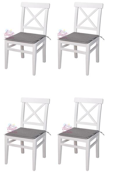 Sweet Home Masa Sandalye 4 Adet Ahşap Arin Sandalye Beyaz Sökülebilir Oturum