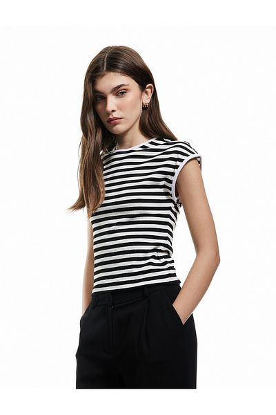 Koton Crew Neck Striped Sleeveless T-shirt