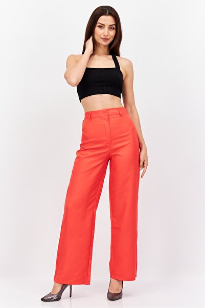 Missyempire Women Regular Fit Plain Wide Leg Pant, Pink