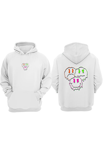 Anetos Λευκό φούτερ με σχέδιο Faces Design με τύπωμα