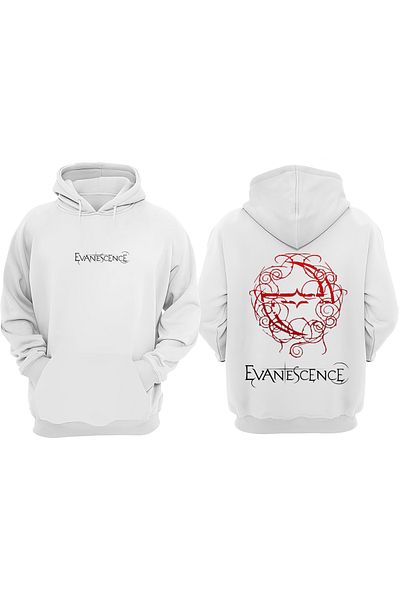 Anetos Evanescence Red Logo Design Back Printed White Sweatshirt