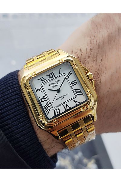 GOLDON Retro Roman Numerals Men's Wrist Watch with Steel Cord Corner
