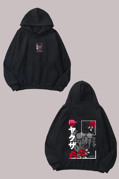 Anetos Rucsac Rose Hand Design cu imprimeu pe spate, sweatshirt negru