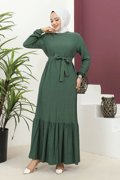 Nevayla Moda Φόρεμα Lara με Δέσιμο από Ύφασμα - Ζαφείρι Πράσινο / E0124