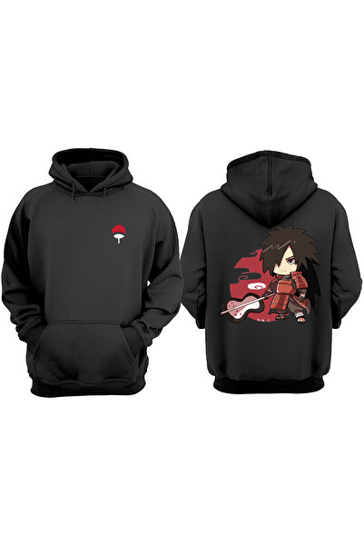 Anetos Naruto Uchiha Madara Cute cccDesign Hanorac negru cu imprimeu pe spate