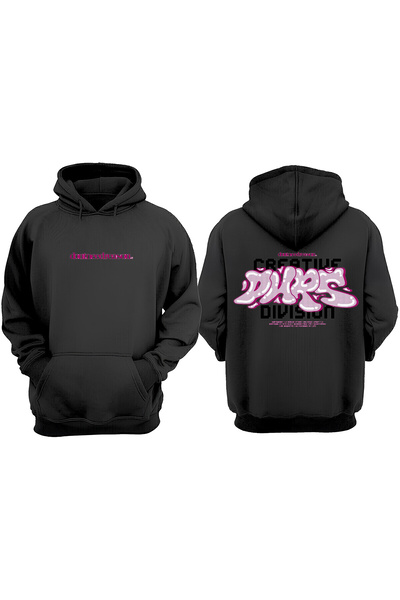 Anetos Creative Dıvıson Дизайн Світшот з принтом на спині, чорний