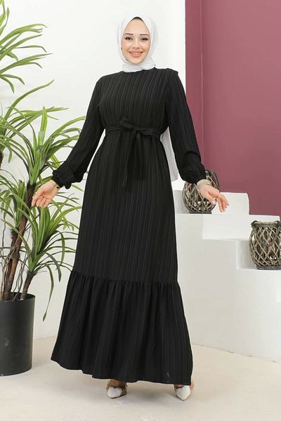 Nevayla Moda Φόρεμα Lara Fabric Tie - Μαύρο / E0124