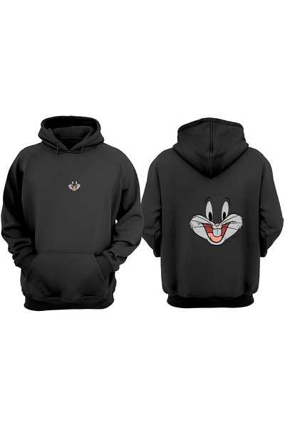 Anetos Бъгс Бъни дизайн на лицето, отпечатан на гърба, черна суитшърт