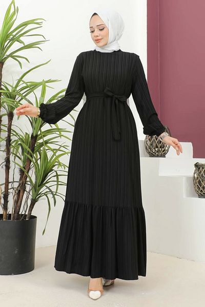 Nevayla Moda Φόρεμα Lara Fabric Tie - Μαύρο / E0124