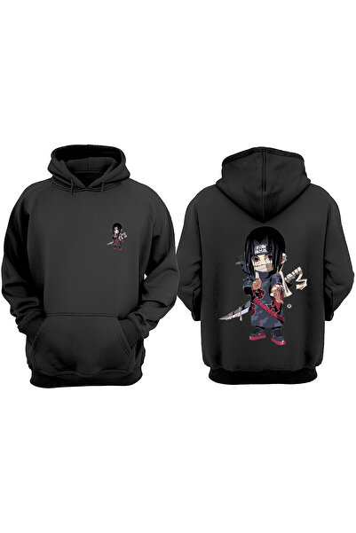 Anetos Hanorac negru Naruto Uchiha Itachi Cute Design Back B cu imprimeu