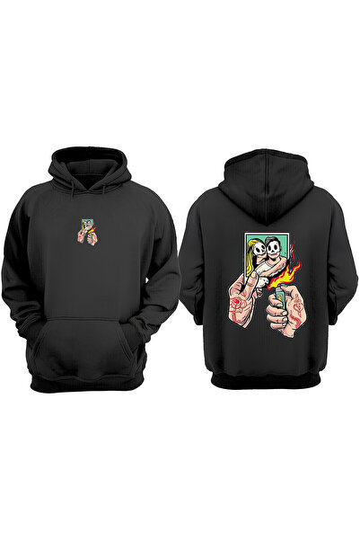 Anetos Не обичам дизайна на гърба на черната блуза с качулка