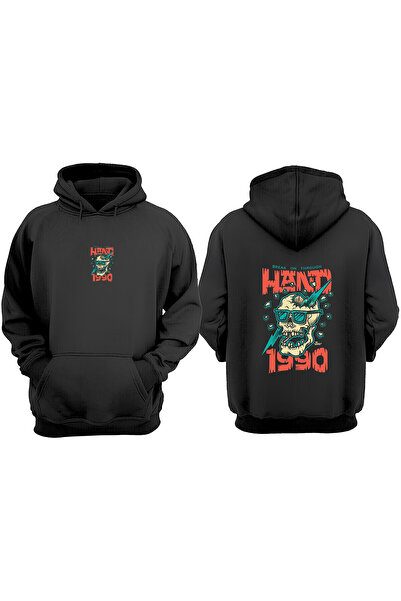 Anetos Μαύρο φούτερ Hand 1990 Design Back με τύπωμα