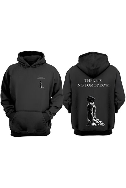 Anetos Hanorac negru cu imprimeu pe spate There Is No Tomorrow