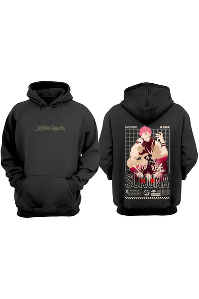 Anetos سويت شيرت Sukuna Jujutsu Kaisen cccDesign أسود مطبوع من الخلف