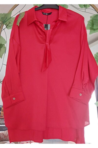 Dagü Design Kadın Seyyar Fularlı Pembe Saten Gömlek