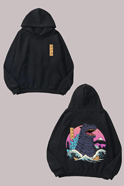 Anetos Rucsac cu design japonez Monster cu imprimeu Black Swea tricou