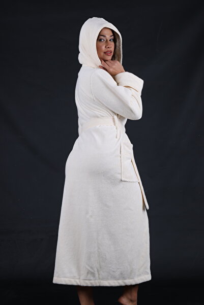 Nuşa Rice Pattern Collar Bamboo (Antibacterial) Cotton Bathrobe