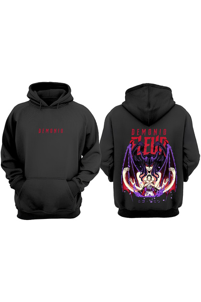 Anetos Demon Fleur Robin Design Spate cu imprimeu Negru Swea tricou