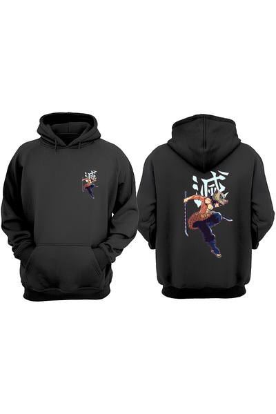 Anetos Inosuke Hashibira Beast Design Rucsac cu imprimeu Negru Swea tricou