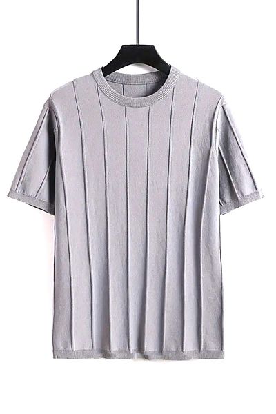 Oksit Ανδρικό πλεκτό μπλουζάκι Toro ριγέ Lycra Slim Fit Crew Neck