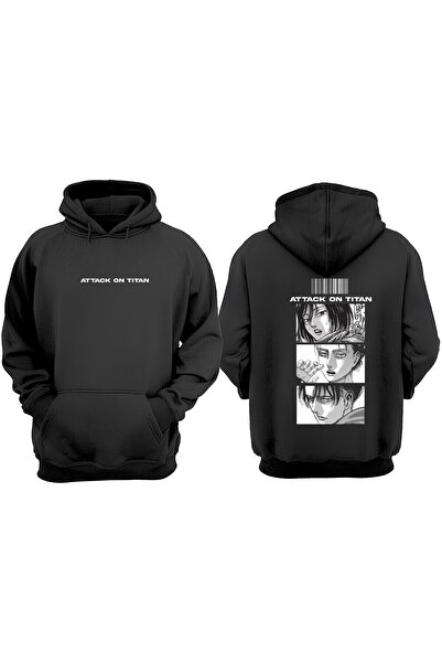 Anetos Attack On Titan cccDesign Sweatshirt negru cu imprimeu pe spate