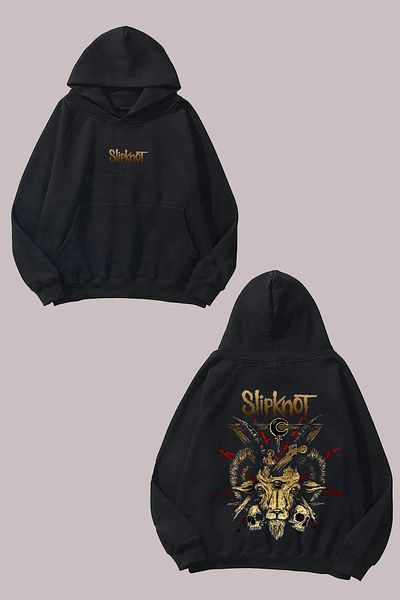 Anetos Slipkont Goat Head Design Back Printed Black Sweatshirt