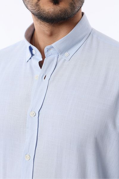 İDS COLLECTİON Cămașă pentru bărbați, slim fit, cu guler cu nasturi, cu aspect de in, 100% bumbac