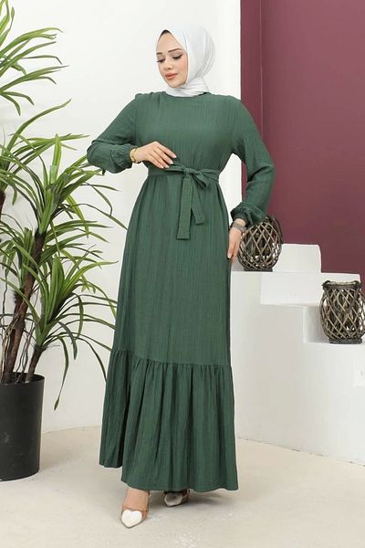 Nevayla Moda Φόρεμα Lara με Δέσιμο από Ύφασμα - Ζαφείρι Πράσινο / E0124